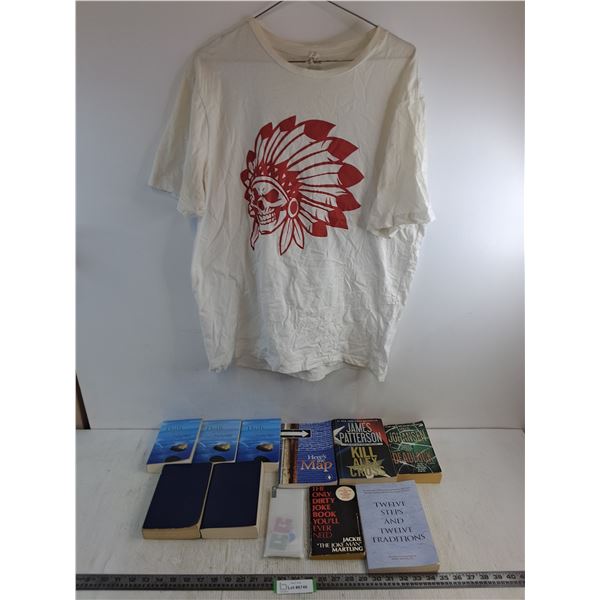(10) Books (AA, Daily Reflections, Here's the Map), Large T-Shirt, New Phone Cover