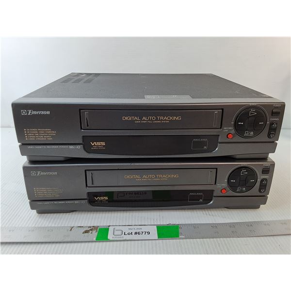 (2) Emerson VHS Recorders- Power On - PICK UP