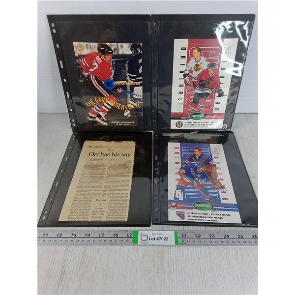 (3) Hockey Card Box Tops and Bobby Orr Article