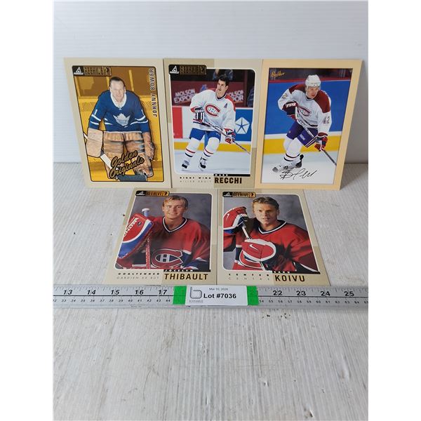 (5) Large  Bee Hive Hockey Cards-Bower,Recchi,Koivu,Thibault,Perezhogin