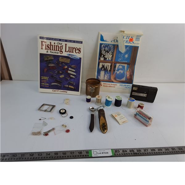 Fishing Lure Guide Book, Kodak Tele Disc Camera -Untested, Various Sewing Threads