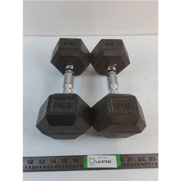 (2) 15 Pound Dumbbell Weights - PICK UP ONLY