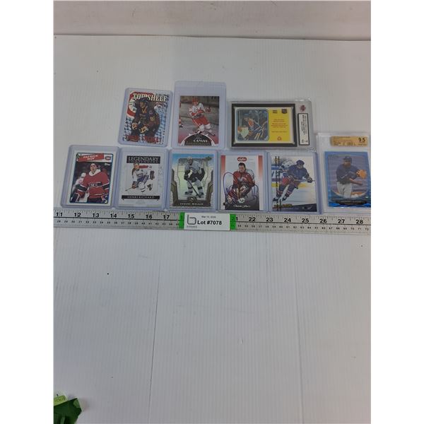 (8) Assorted Player Cards-Gretzky,Roy,RichardFleury,Malkin and (1) Alford Rookie Card-Blue Jays
