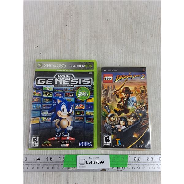 PSP Lego Indiana Jones 2 Game. Xbox 360 Family Gamea Sonic Genesis Collection