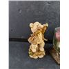 Image 2 : (2) Bears Ornaments, Roses Glass w/Brass Base & Pink Candle