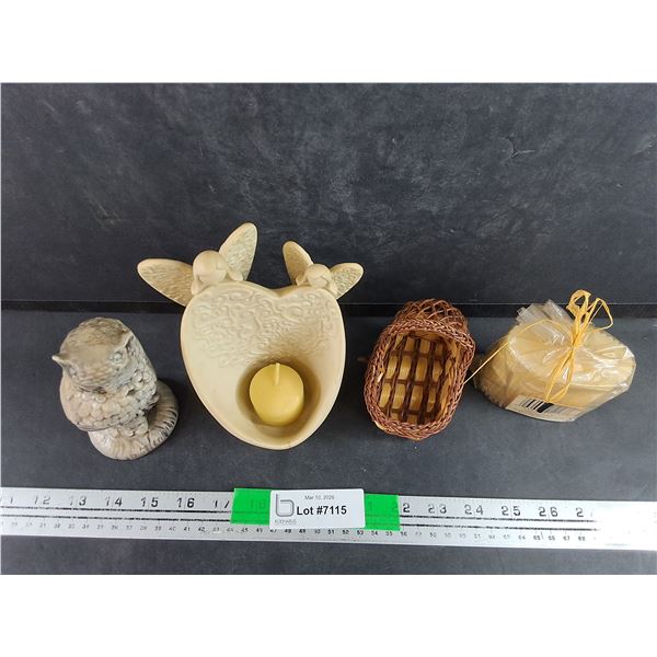 Party Light Angels Candle, Oil Ornament, Candle & Small Wicker Carriage