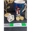 Image 3 : Duck Candle Holder, (2) Leaf Tea Light Stand, Creamer, Christmas Mug
