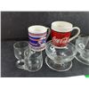 Image 2 : Espresso Cups, Coca Cola & Winnipeg Jets Mugs, Glass Creamer, Goblets