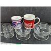 Image 3 : Espresso Cups, Coca Cola & Winnipeg Jets Mugs, Glass Creamer, Goblets