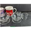 Image 4 : Espresso Cups, Coca Cola & Winnipeg Jets Mugs, Glass Creamer, Goblets