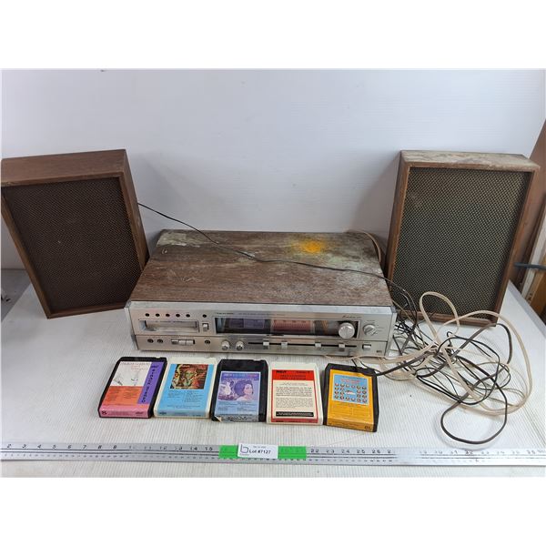 Realistic AM/FM 8 Track Stereo Record System & (5) 8 Track Stereo Cassettes - As Is, PICKUP ONLY