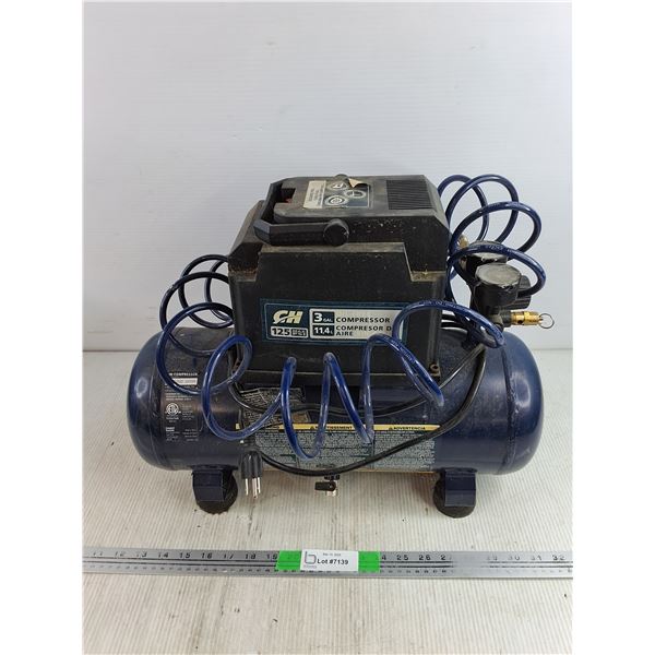 CH 125 PSI 3 Gal Oil Free Air Compressor - Powers On, As Is - PICK UP