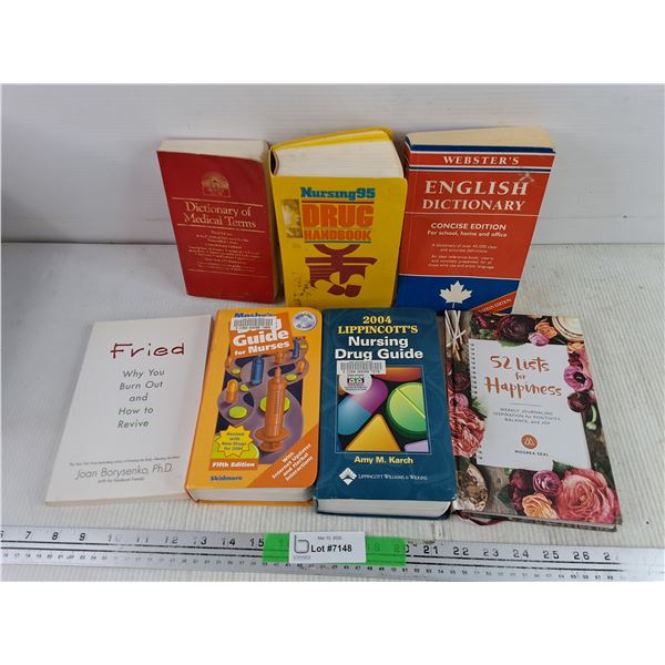 Assorted Books - English Dictionary, Nursing Drug Guide, Dictionary of Medical Terms