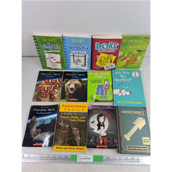 Assorted Books - Minecraft Handbook, Dork Diaries, Planete Terre