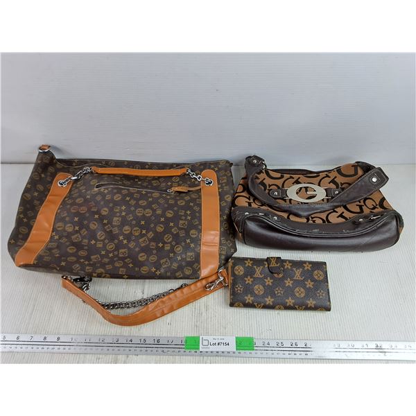 (2) Women's Purses & Wallet - Louis Vuitton Style, CANNOT AUTHENTICATE
