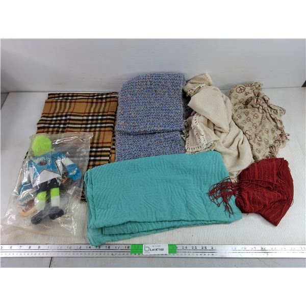 (6) Assorted Scarves & Tim Hortons Muppets Plush Kermit Hockey Figure