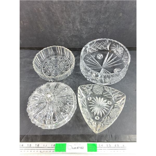 (4)  Assorted Crystal Bowls w/Lids