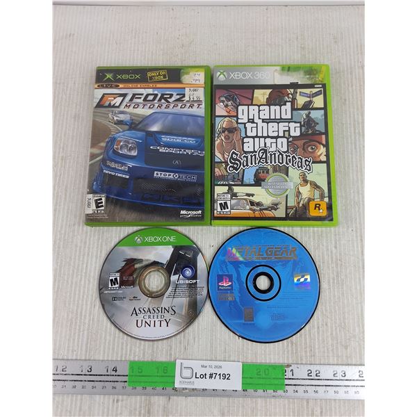Assorted Xbox & Playstation Games - GTA SA, Forza Motorsport, Assassin's Creed Unity. Metal Gear
