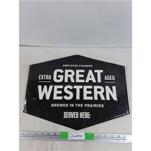 Extra Aged Great Western Metal Sign 17" x 13"