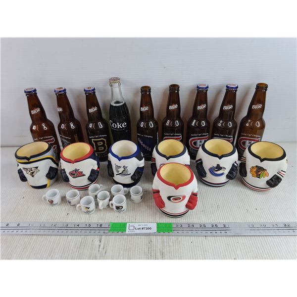 Labatts Blue Stanley Cup Champions Edition Bottles, Sealed Coca Cola Bottle, Hockey Teams Can Holder