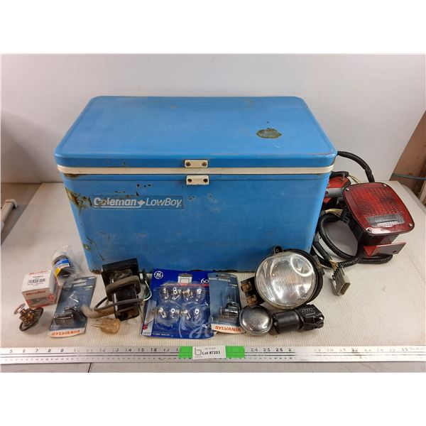 Coleman LowBoy Cooler 22" x 13" x 13", MotoRad Thermostat, Taillights, Headlamp, Light Bulbs