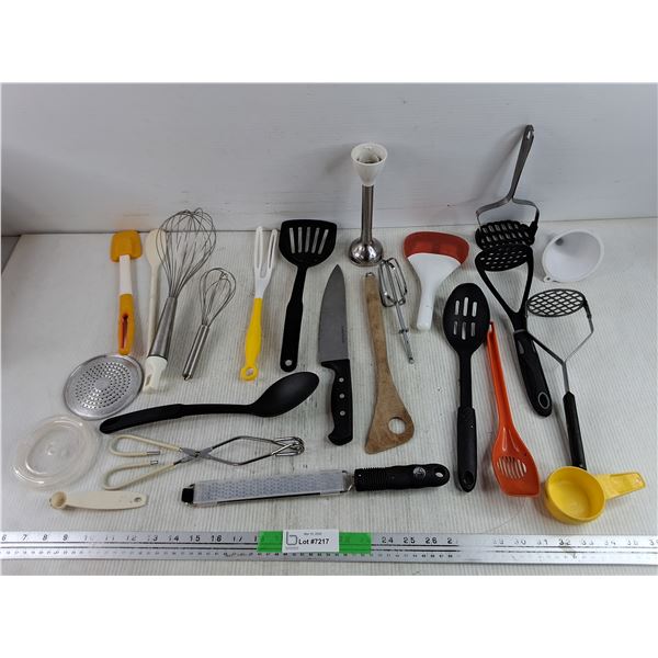 Potato Masher, Whisks, Tongs, Funnel, Knife, Measuring Cup, Misc