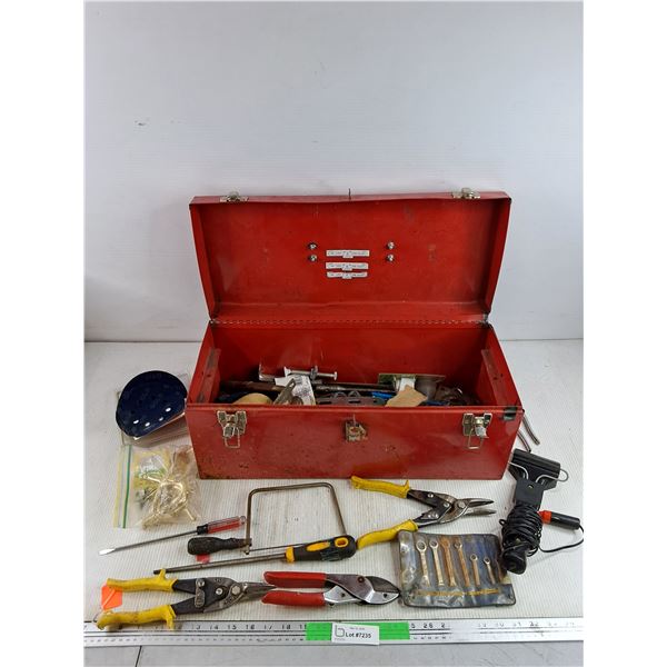 Tin Shears, Wrenches, Screwdrivers, Metal Tool Box 21" x 9" x 8", Misc - PICK UP