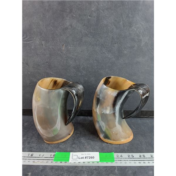 (2) Horn Mugs
