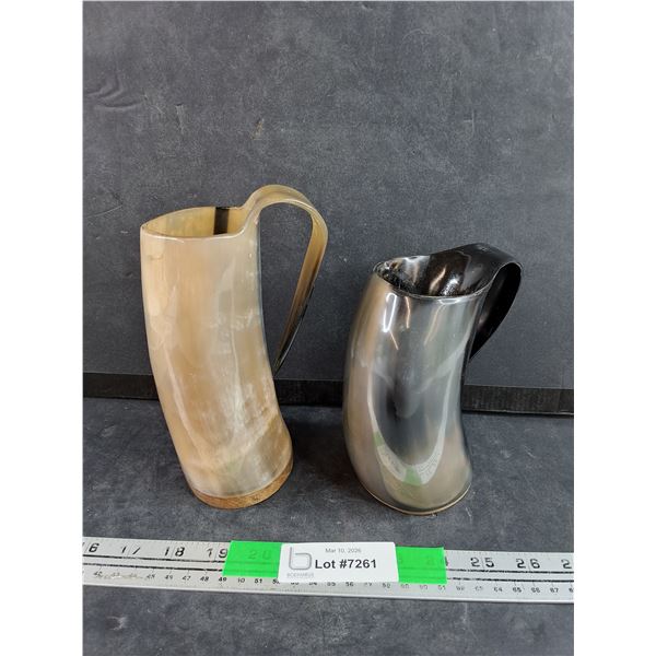 (2) Horn Mugs
