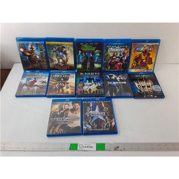 (12) Blu Rays- Iron Man 3, X-Men, The Green Hornet, Misc.