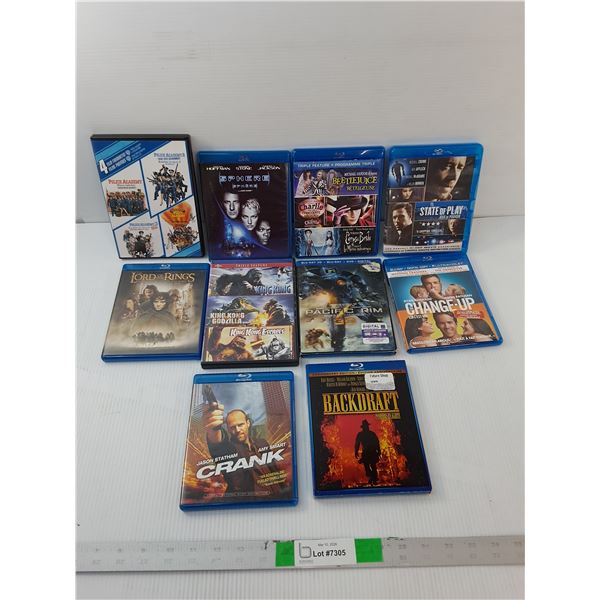 (10) Blu Rays/DVDS- Police Academy, King Kong, Backdraft, Misc.