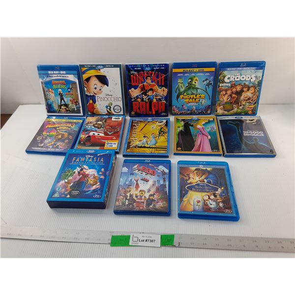 (14) Kids' Blu Rays- The Croods, The Lego Movie, Pinocchio, Misc.