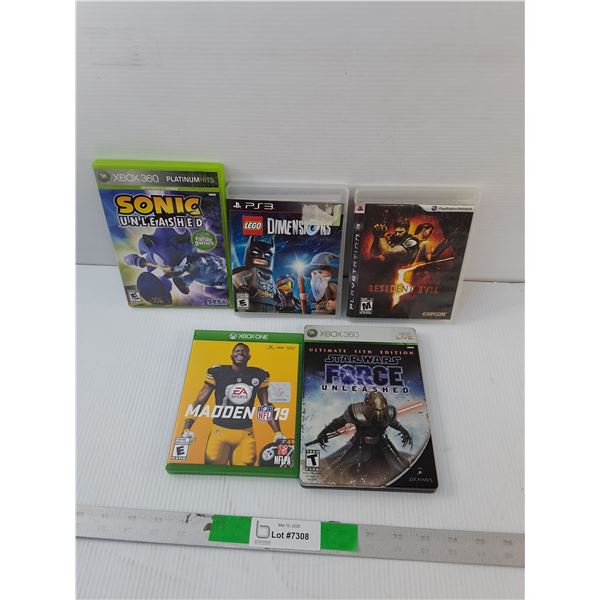 (5) Play Station & Xbox Games- Resident Evil, Lego Dimensions, Sonic Unleashed, Misc.