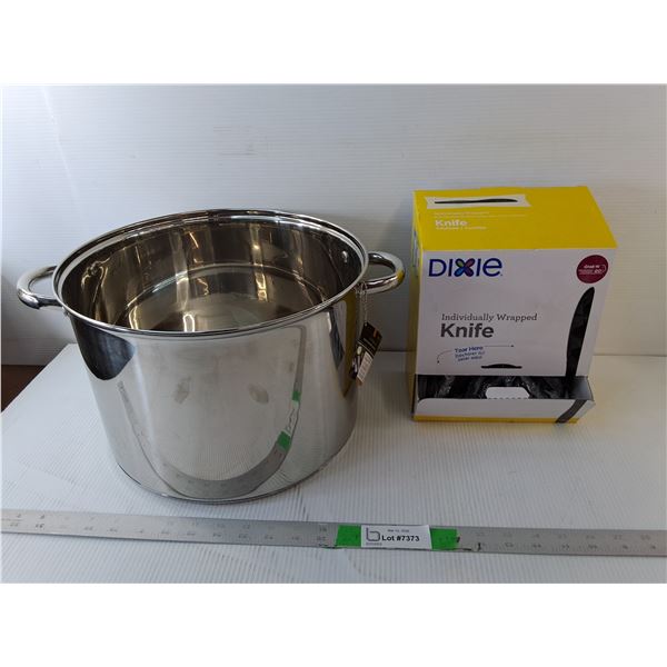 16 Quart Stainless Steel Pot & Plastic Knives - Pick Up Preferred