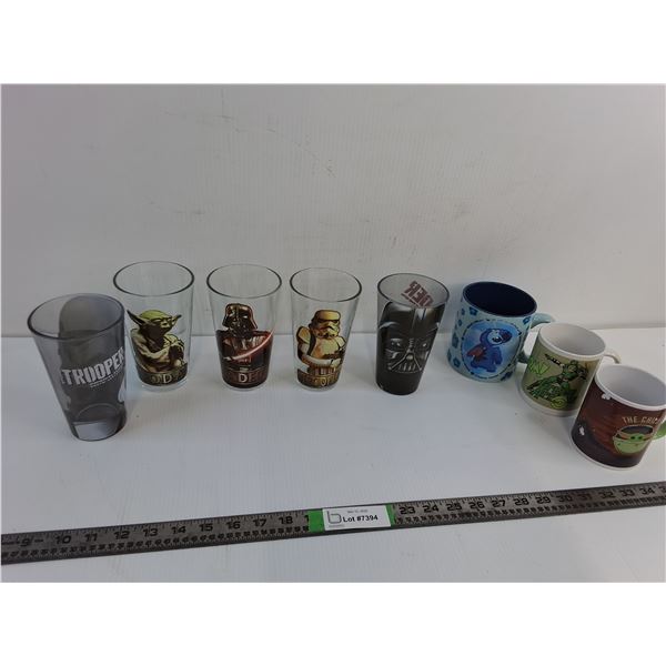 (5) Star Wars Glasses & (3) Assorted Mugs