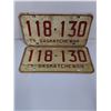 Image 2 : (2) Pairs  of Saskatchewan License Plates -1975 and 1976