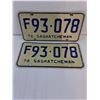 Image 3 : (2) Pairs  of Saskatchewan License Plates -1975 and 1976