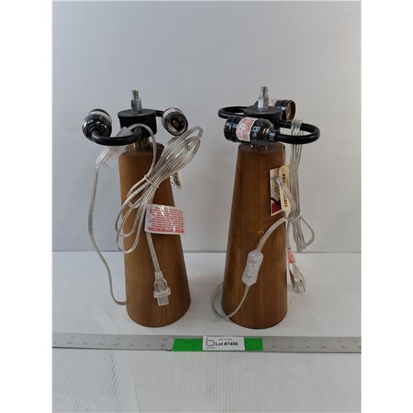 (2) Wooden Lamps, All Sockets Working- No Shades 15.5" - PICK UP ONLY