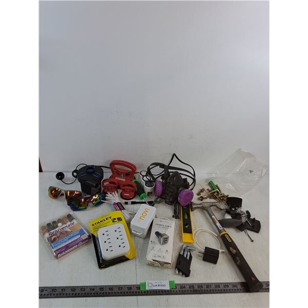 Hand Held Pump-Powers On, Outlet Wall Tap, Leveler, Hammer, Dent Pullers, Honeywell  Respirator, Mis