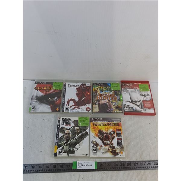 (6) Play Station 3 Games- God Of War, Dragon Age, Batman Arkham City, Twisted Metal