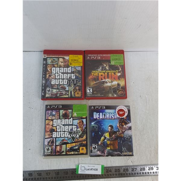 (4) Playstation Games- Grant Theft Auto 4 & 5, Need For Speed The Run, Dead Rising