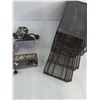 Image 3 : (2) Small Speakers- Power On, Beads, Small Umbrella, Three Drawer Metal Storage Container 12.5"x7"x8