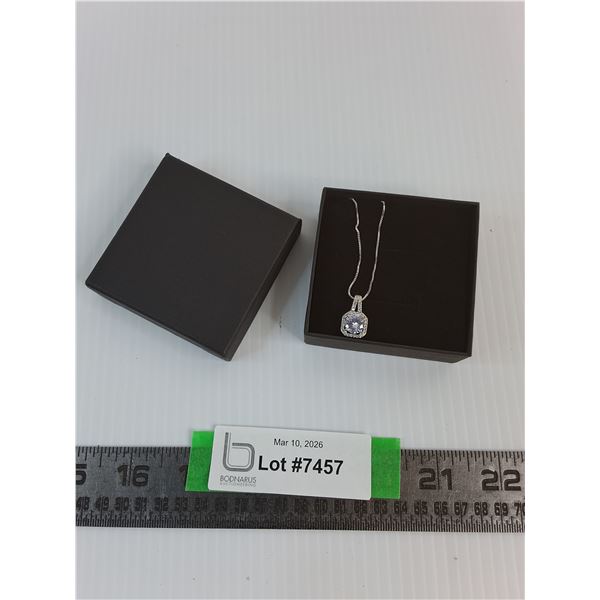 Square Diamond Shaped Silver Colored Necklace