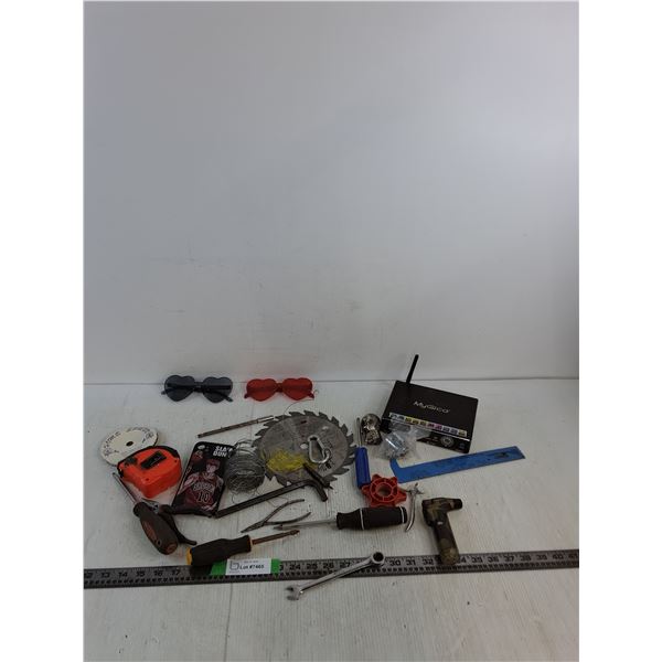Multimedia Player Android TV Box,  Tape Measure, 8" Saw Blade, Blow Torch,  Misc
