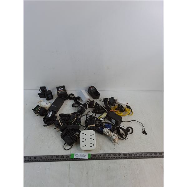 Bulk Lot Of Assorted Electronic Power -Adapters, Chargers, Cables