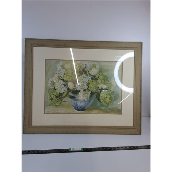 *Framed Picture Of Vase Filled With Hydrangeas 34'x27'- Cannot Ship