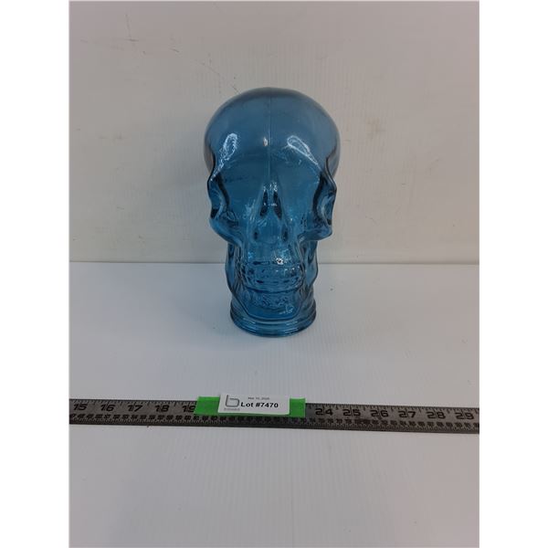Decorative Blue Glass Skull Approx 11'