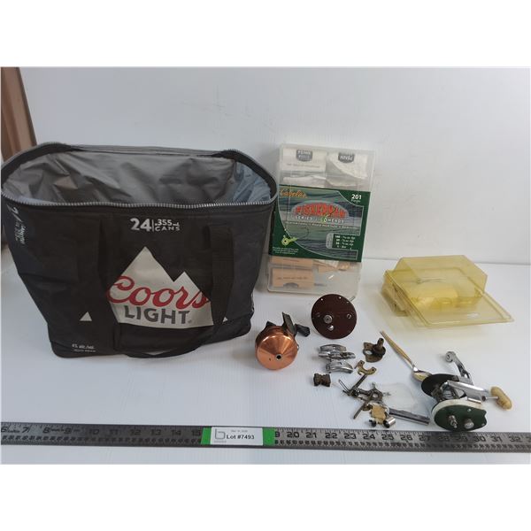 Thermal Coors Light Bag - 15" x 9" x 10" & Various Fishing Supplies-Reel and Parts