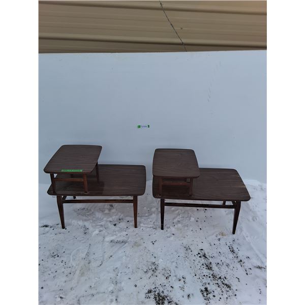***(2) Vintage Two Tiered Step Up End Tables, Both 28.5" x 18" x 22.5", Cannot Ship