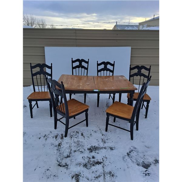 ***(7) Piece Dining Room Set, (6) Chairs w/ Table, Some Damage, Measurements in Pics, Cannot Ship
